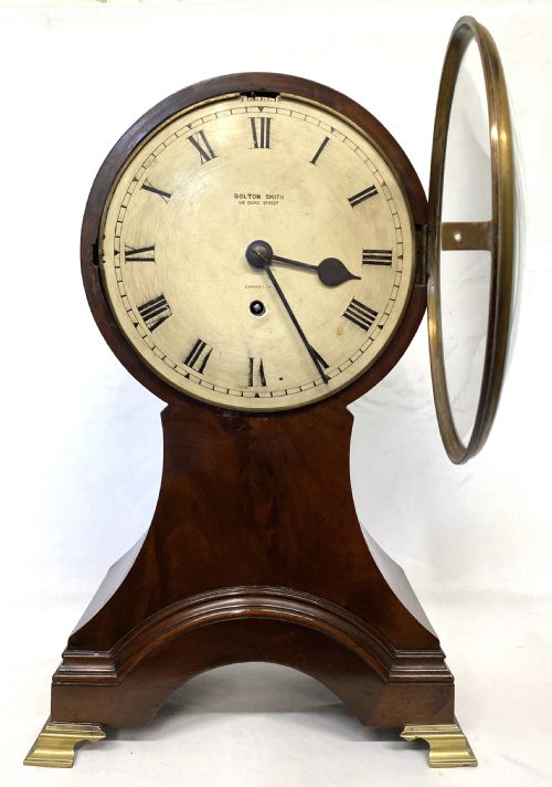 fig 1. Antique Single Chain Fusee Mahogany Balloon Clock By Bolton Smith London