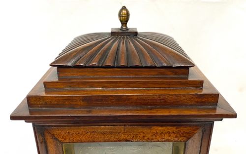 fig 1. Antique Mahogany Single Fusee Four Glass Library Clock With A Shaped Top