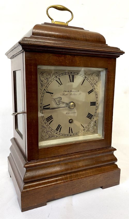 Antique Single Fusee Four Glass Library Mantel Clock by John Walker London