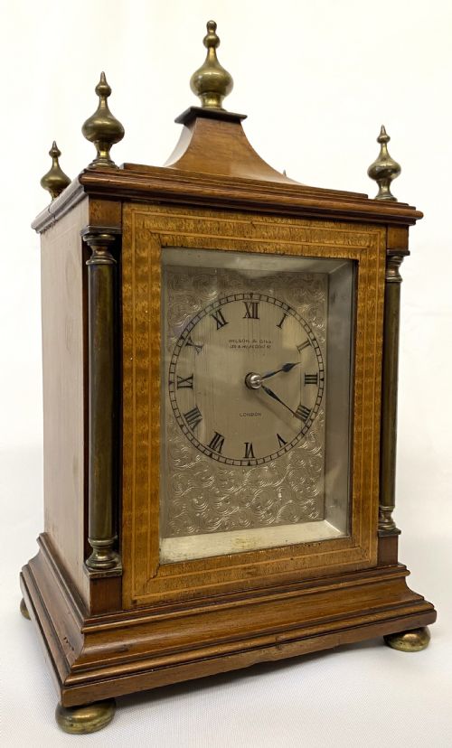 Antique Miniature Striking Mantel Clock by Wilson and Gill London with Brass Finials