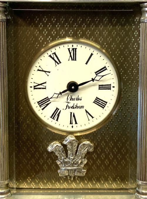 fig 1. Solid Silver Commemorative Carriage Clock by Charles Frodsham and Co