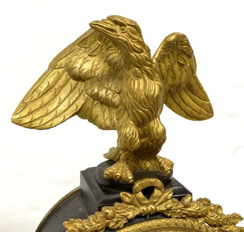 fig 2. Antique Gilt Bronze Chain Fusee Mantel Clock With Eagle Mount By Baetens London