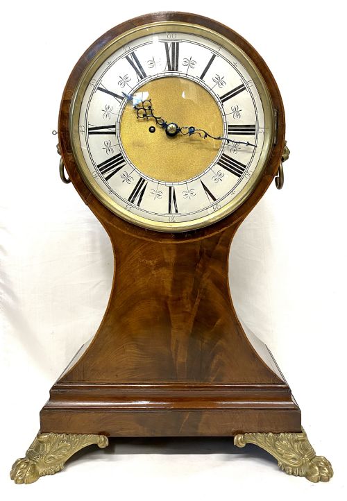 Monumental Antique Double Fusee Balloon Clock with Mahogany Case Working Order
