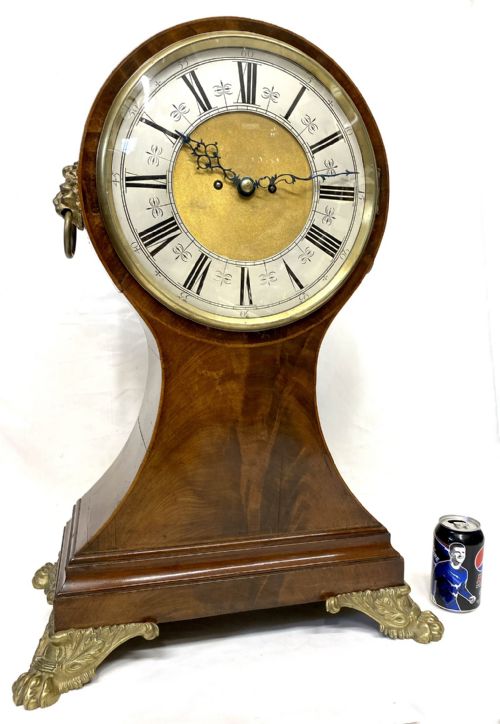 fig 1. Monumental Antique Double Fusee Balloon Clock With Mahogany Case Working Order