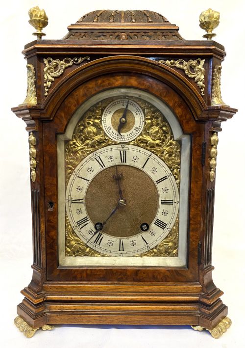 fig 2. Antique Walnut German Ting Tang Mantel Clock With Ormolu Mounts By Lenzkirch