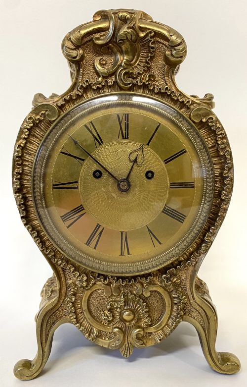 fig 1. Antique Miniature Double Fusee Mantel Clock In Gilt Bronze Case By Payne London