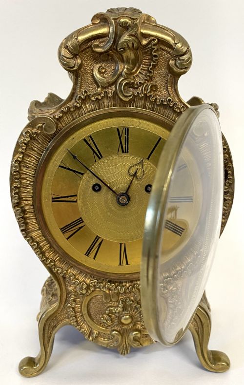 fig 2. Antique Miniature Double Fusee Mantel Clock In Gilt Bronze Case By Payne London
