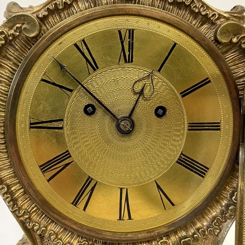 fig 3. Antique Miniature Double Fusee Mantel Clock In Gilt Bronze Case By Payne London