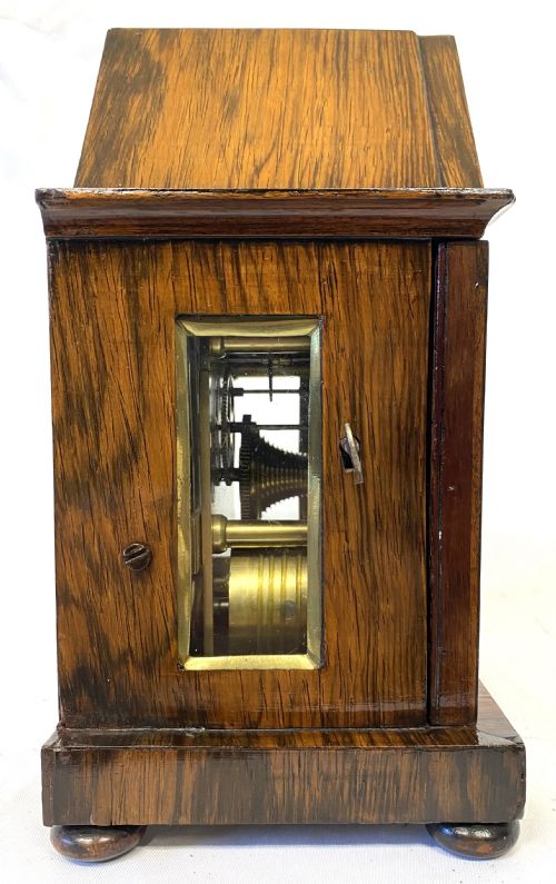 fig 2. Antique Single Fusee Mahogany Library Clock With Bevelled Glass Panels