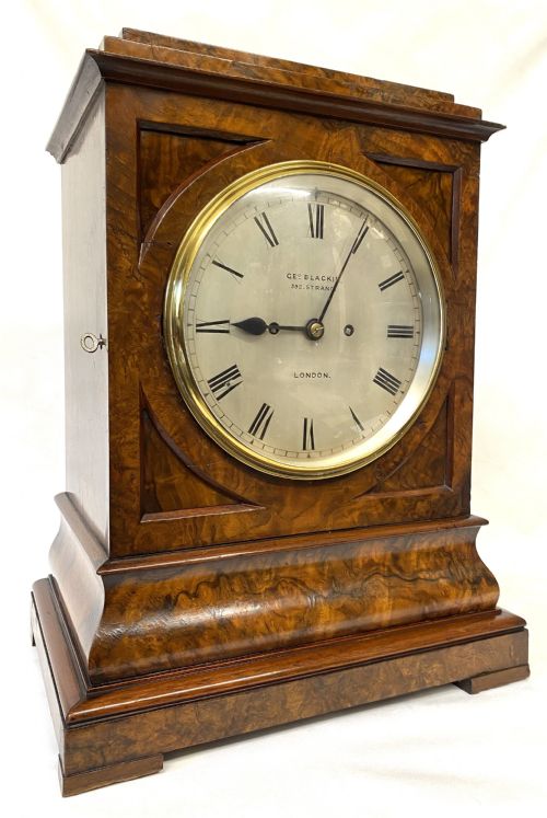 Large Antique Double Fusee Walnut Mantel / Table Clock by George Blackie London