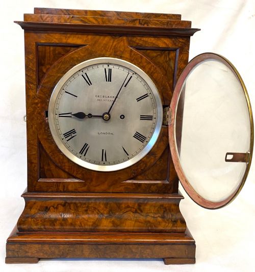 fig 2. Large Antique Double Fusee walnut Mantel / Table Clock By George Blackie London