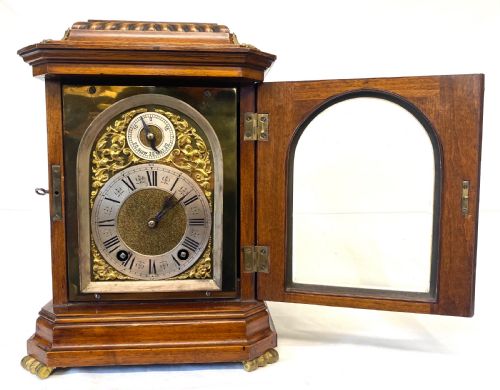 fig 2. Antique Walnut Shaped Bracket Clock With Ormoul Mounts By Lenzkirch