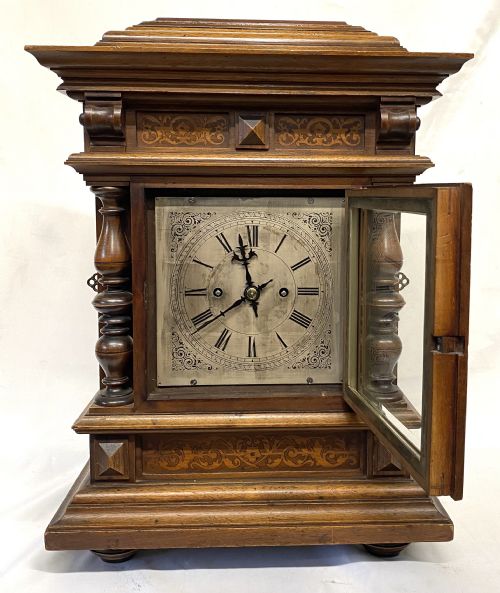 fig 2. Large Antique Inlaid Double Chain Fusee Mantel Clock By Winterhalder & Hofmeier