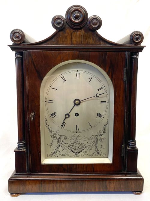 fig 1. Antique Rosewood Single Chain Fusee Mantel Clock By Fisher Old Bond Street Bath
