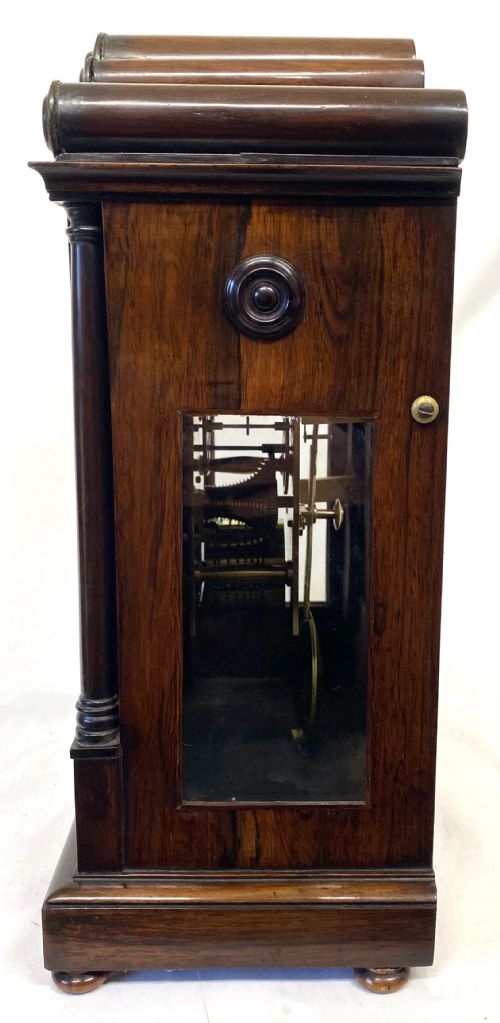 fig 2. Antique Rosewood Single Chain Fusee Mantel Clock By Fisher Old Bond Street Bath