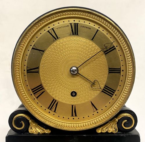 fig 2. Antique Regency Black Marble Slate Single Fusee Mantel Clock By Vulliamy London