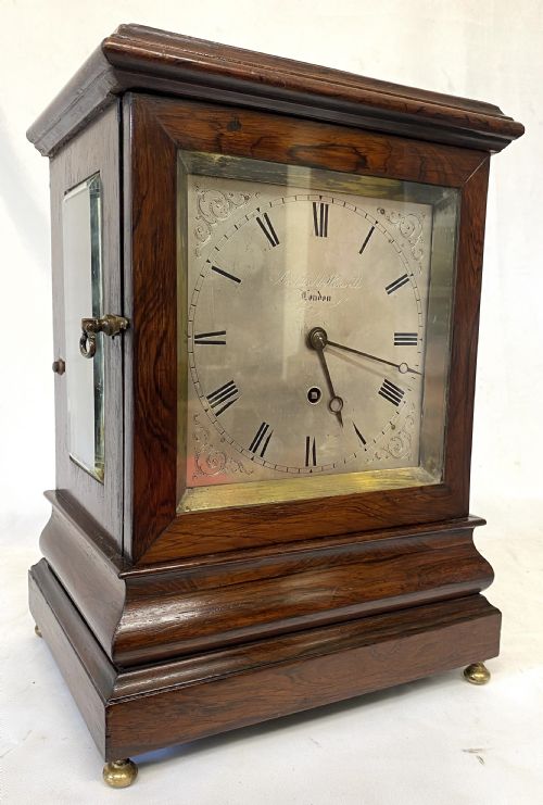 fig 1. Antique Rosewood Fusee Library Clock By Archibald Haswell London Working Order