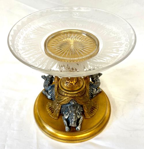 fig 2. Antique Egyptian Revival Gilt Tazzer Centerpiece Gilt & Silverplated Bronze