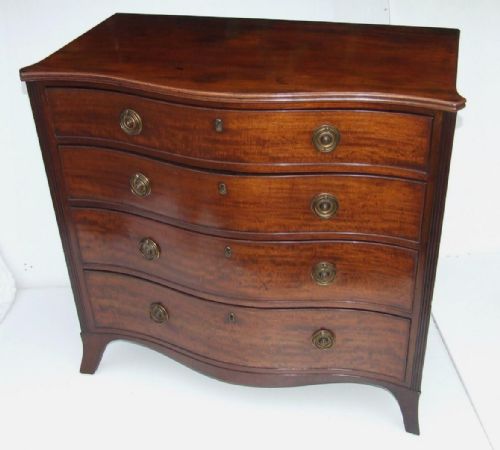 fig 2. Antique Georgian Serpentine Front Mahogany Chest of Drawers Gilt Brass Handles