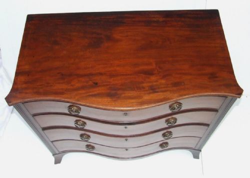 fig 3. Antique Georgian Serpentine Front Mahogany Chest of Drawers Gilt Brass Handles