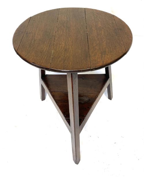 Antique English Georgian Circular Oak Cricket Occasional Table Circa 1760