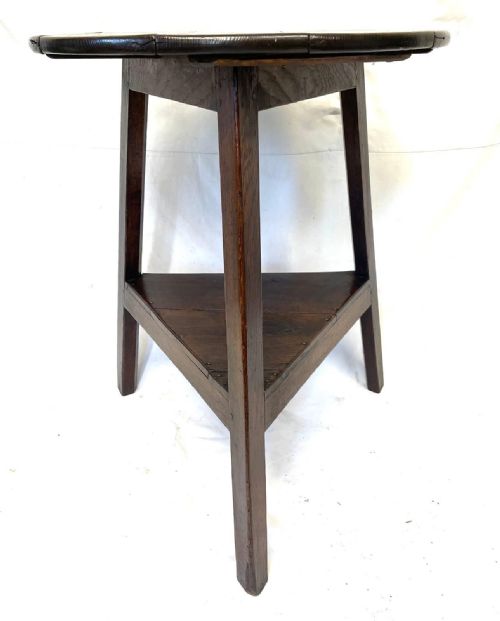 fig 1. Antique English Georgian Circular Oak Cricket Occasional Table circa 1760