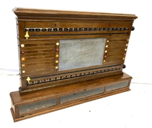 Antique Oak Ashcroft Liverpool Snooker Billiard Score Board & Life Pool Scoring Board