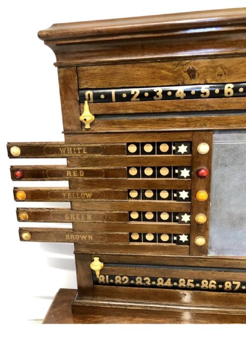 fig 5. Antique Oak ASHCROFT LIVERPOOL Snooker Billiard Score Board & Life Pool Scoring Board
