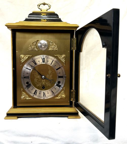 fig 2. Stunning Musical Elliot London Black Chinoiserie Musical Clock Lacquered