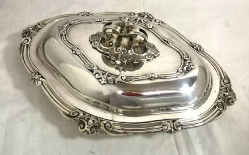 PAIR ANTIQUE STERLING SILVER ENTREE DISHES EDWARD JOHN BARNARD LONDON 1854 - ADDITIONAL PHOTO 9