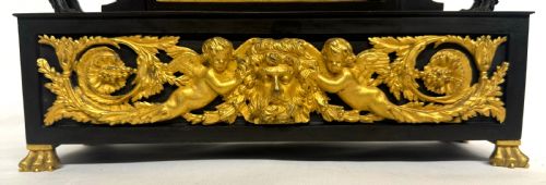 ANTIQUE REGENCY GILT BRONZE CHAIN FUSEE MANTEL CLOCK WITH SPANIEL DOGS WORKING - ADDITIONAL PHOTO 5