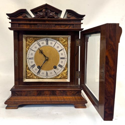fig 2. Antique Burr Walnut Lenzkirch Ting Tang Bracket Clock In Full Working Order