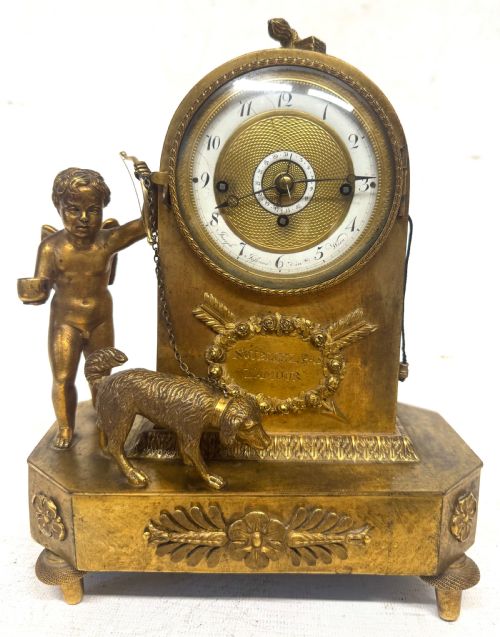 fig 1. Antique Austrian Officers Clock With Centre Date Quarter Chiming By Joseph Jessner