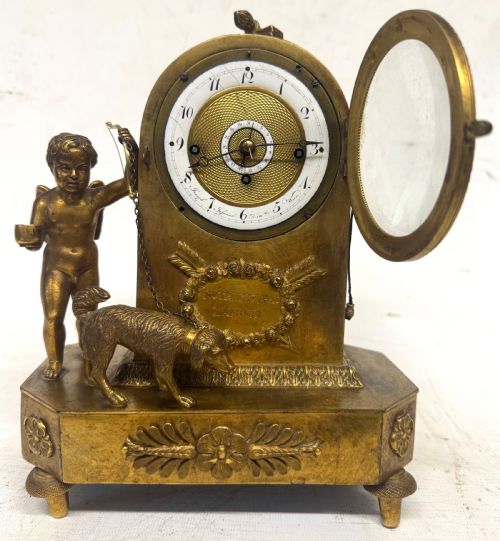 fig 2. Antique Austrian Officers Clock With Centre Date Quarter Chiming By Joseph Jessner