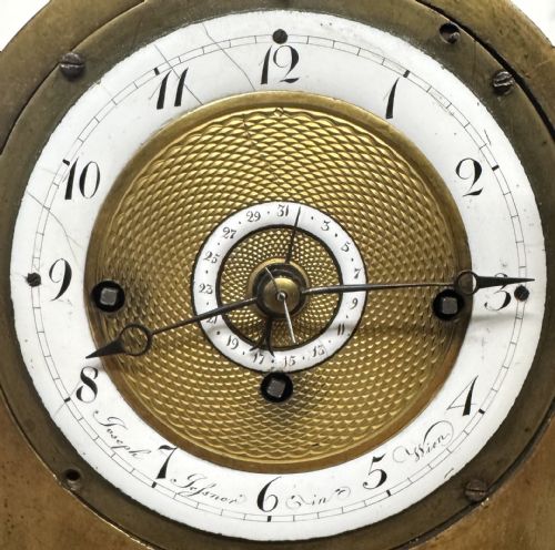 fig 3. Antique Austrian Officers Clock With Centre Date Quarter Chiming By Joseph Jessner