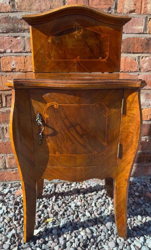 BEAUTIFUL ANTIQUE SHAPED AND INLAID SATIN WOOD PAIR OF BEDSIDE CABINETS - ADDITIONAL PHOTO 10