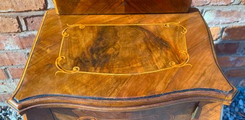 BEAUTIFUL ANTIQUE SHAPED AND INLAID SATIN WOOD PAIR OF BEDSIDE CABINETS - ADDITIONAL PHOTO 11