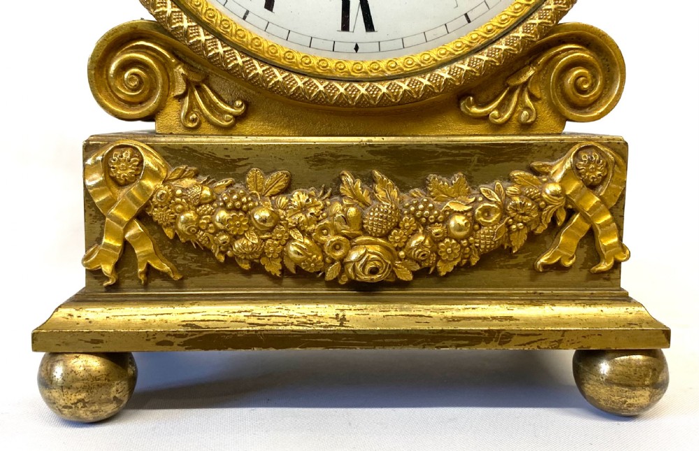 Antique Regency Gilt Bronze Mantel Clock With Eagle Final And Floral Mounts View IV