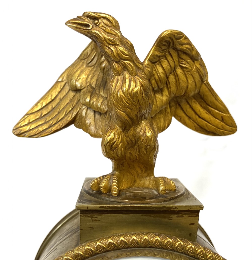 Antique Regency Gilt Bronze Mantel Clock With Eagle Final And Floral Mounts View V