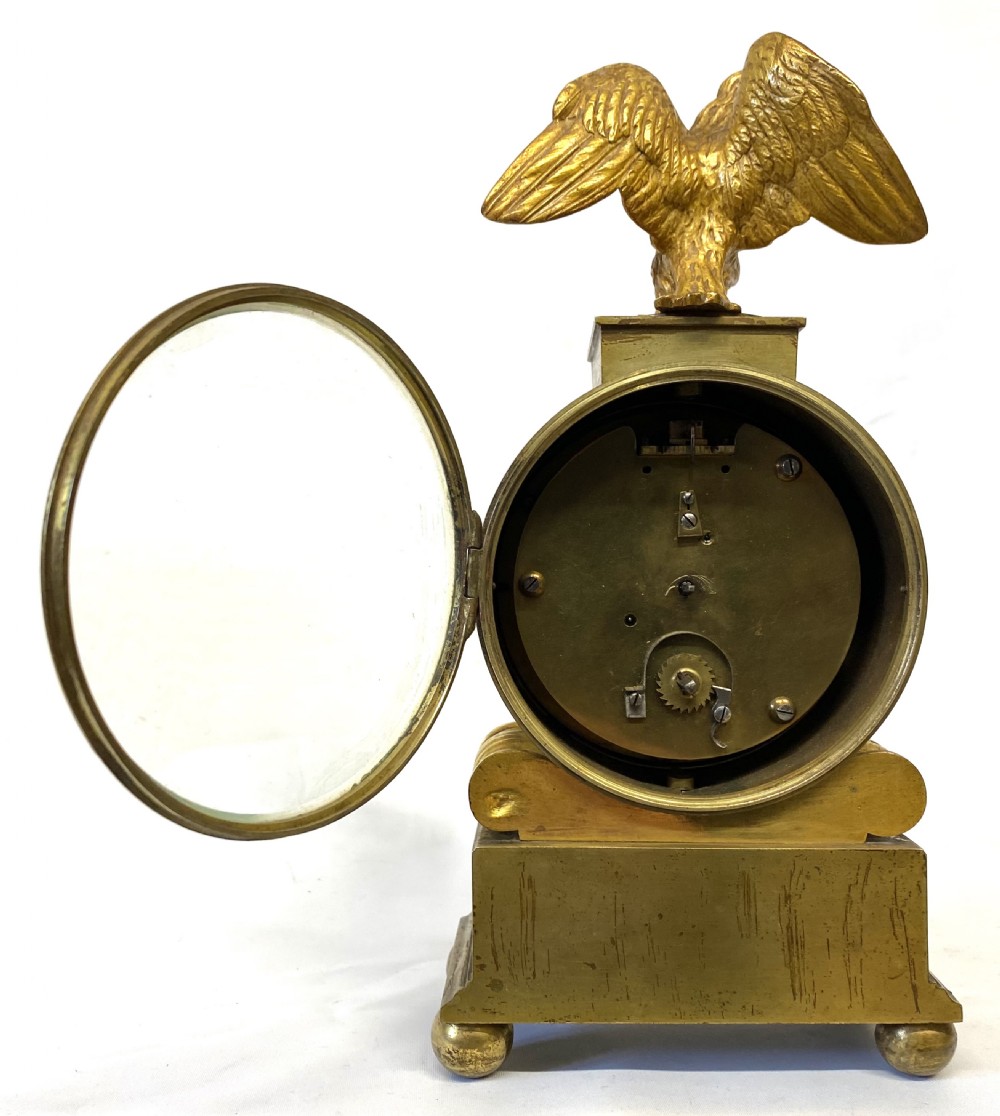 Antique Regency Gilt Bronze Mantel Clock With Eagle Final And Floral Mounts View IX