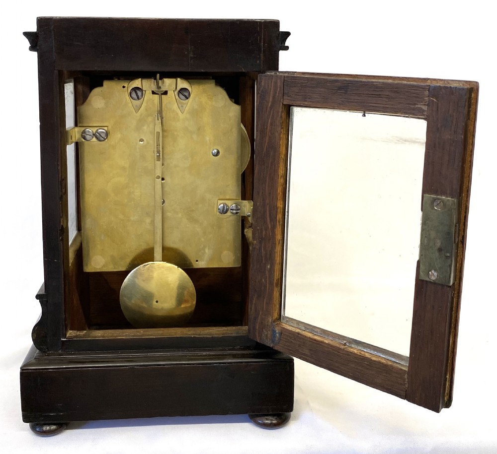 Antique Single Fusee English Four GlassLibrary Clock With Campaign Carry Handle View X