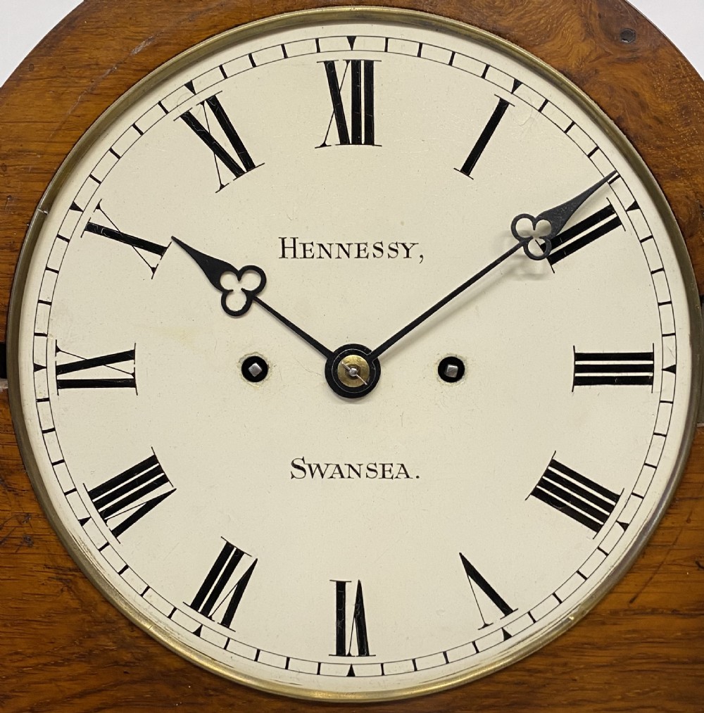Antique Oak Double Chain Fusee Bracket Clock And Bracket By Hennessy Swansea View II