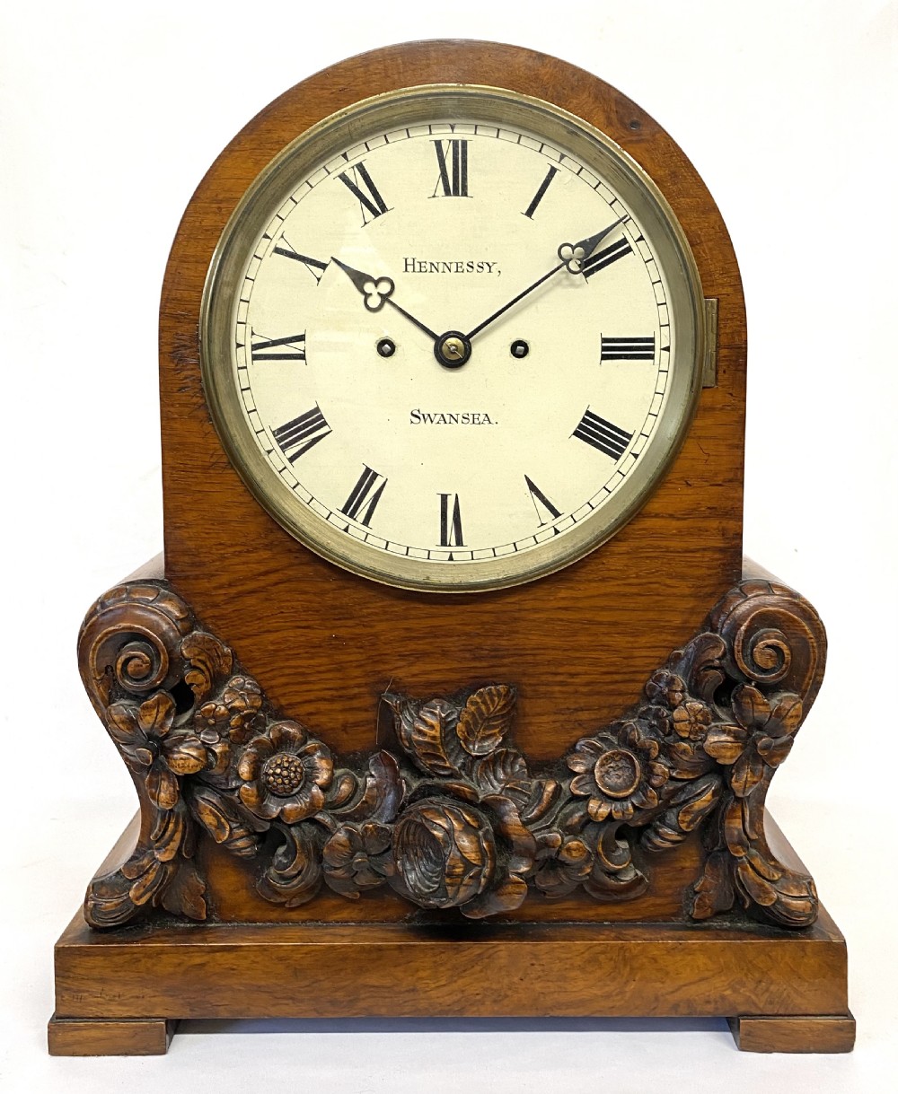 Antique Oak Double Chain Fusee Bracket Clock And Bracket By Hennessy Swansea View IV