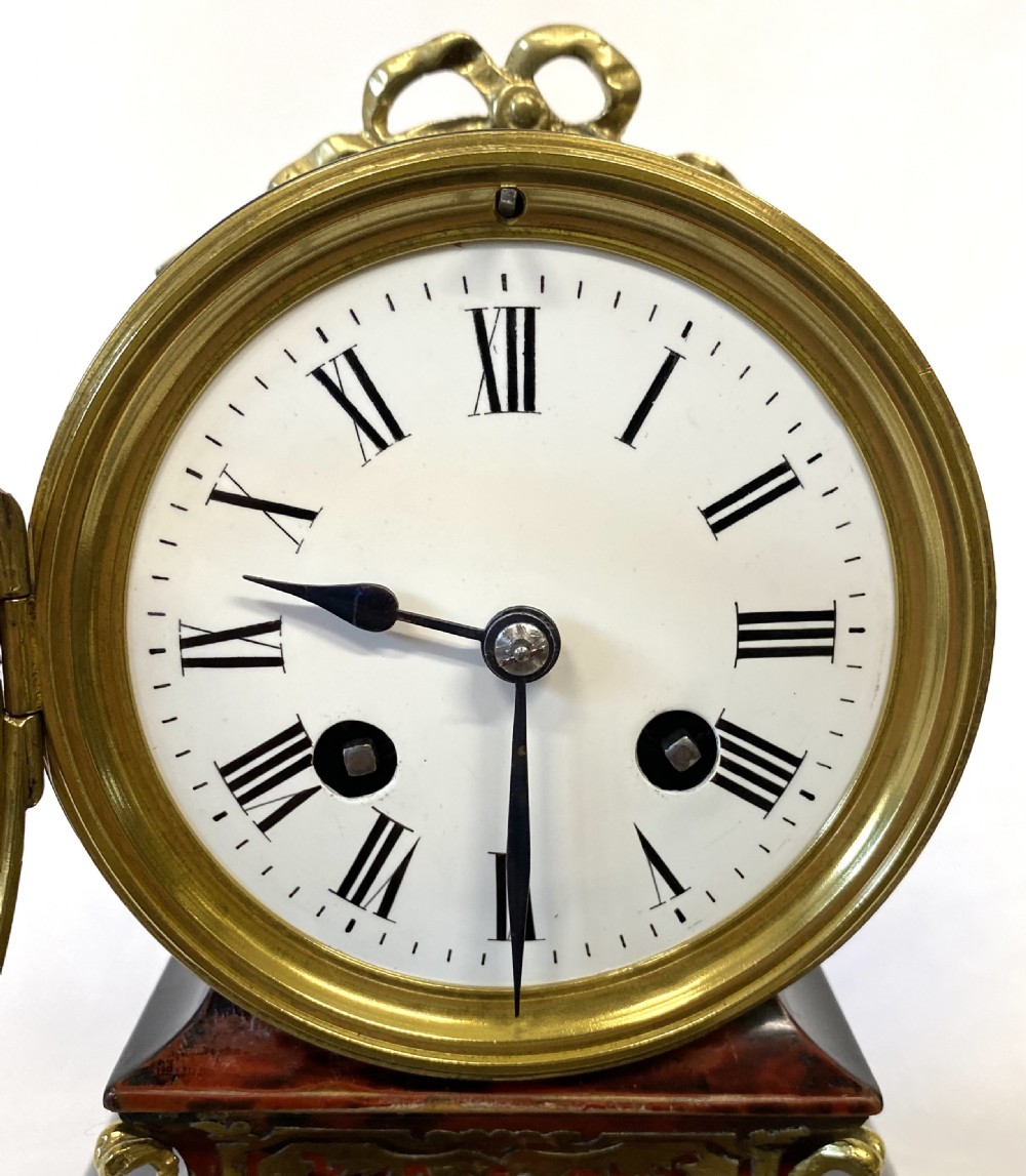 Antique French Boulle Mantel Clock With Unusual Shape And Ormolu Mounts View IV