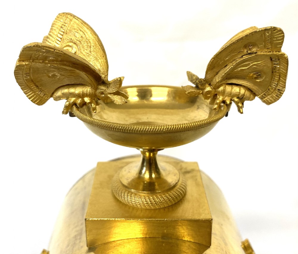 Antique Chiming Gilt Bronze Mantel Clock With Butterfly’s and Griffins by Le Roy A Paris View II