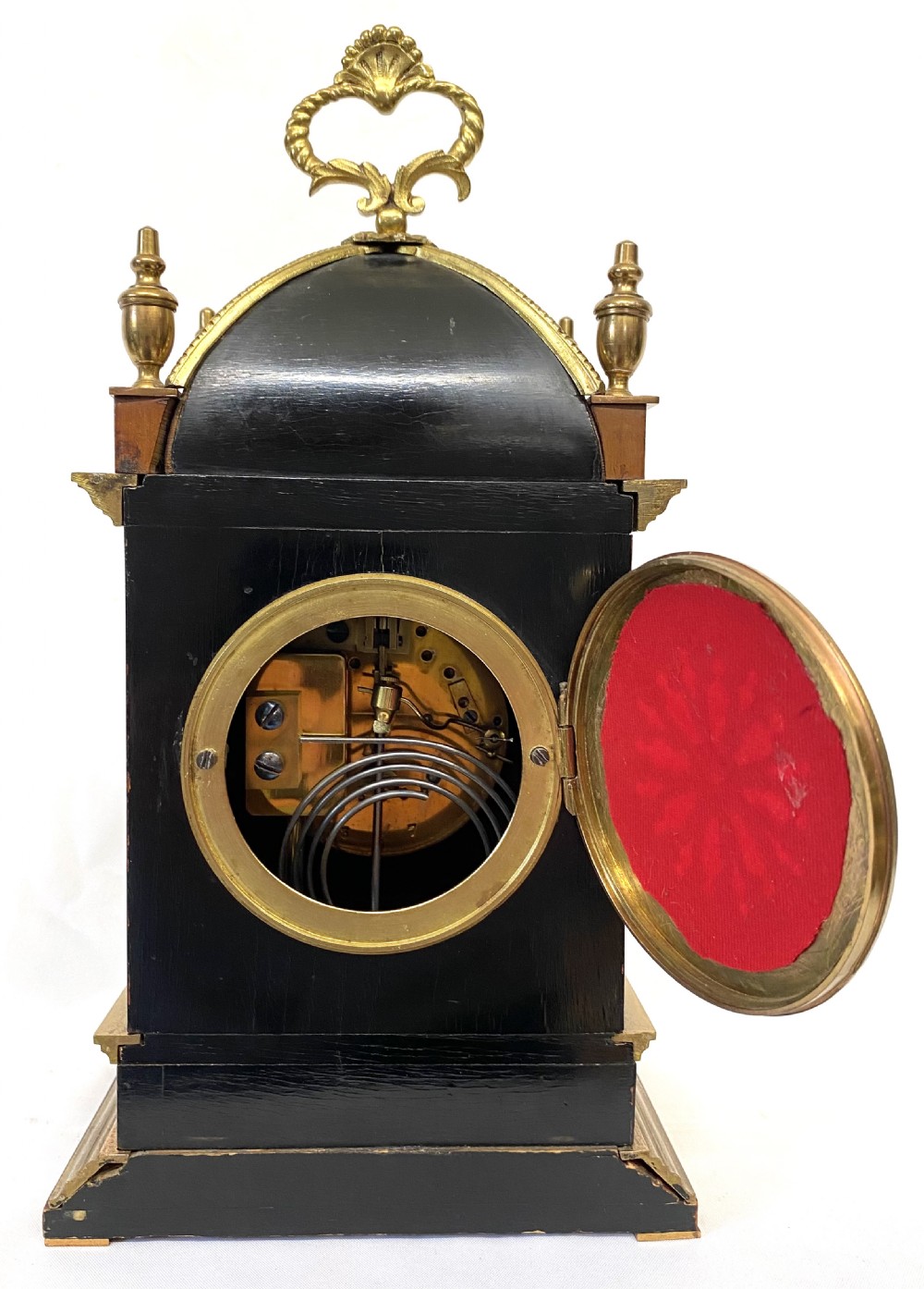 Antique French Red Veneered Mantel Clock With Gilt Brass Mounts View VIII