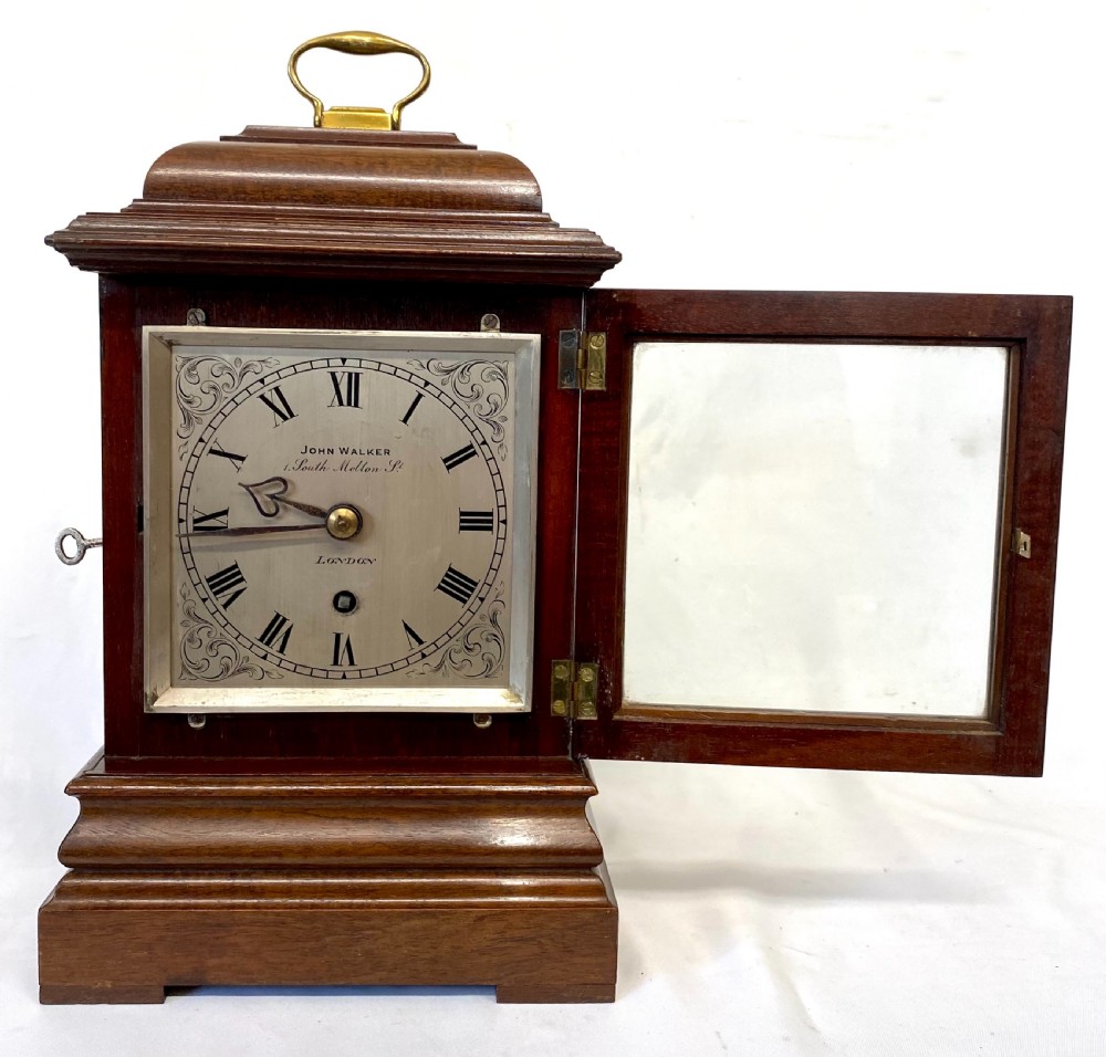 Antique Single Fusee Four Glass Library Mantel Clock By John Walker London View II