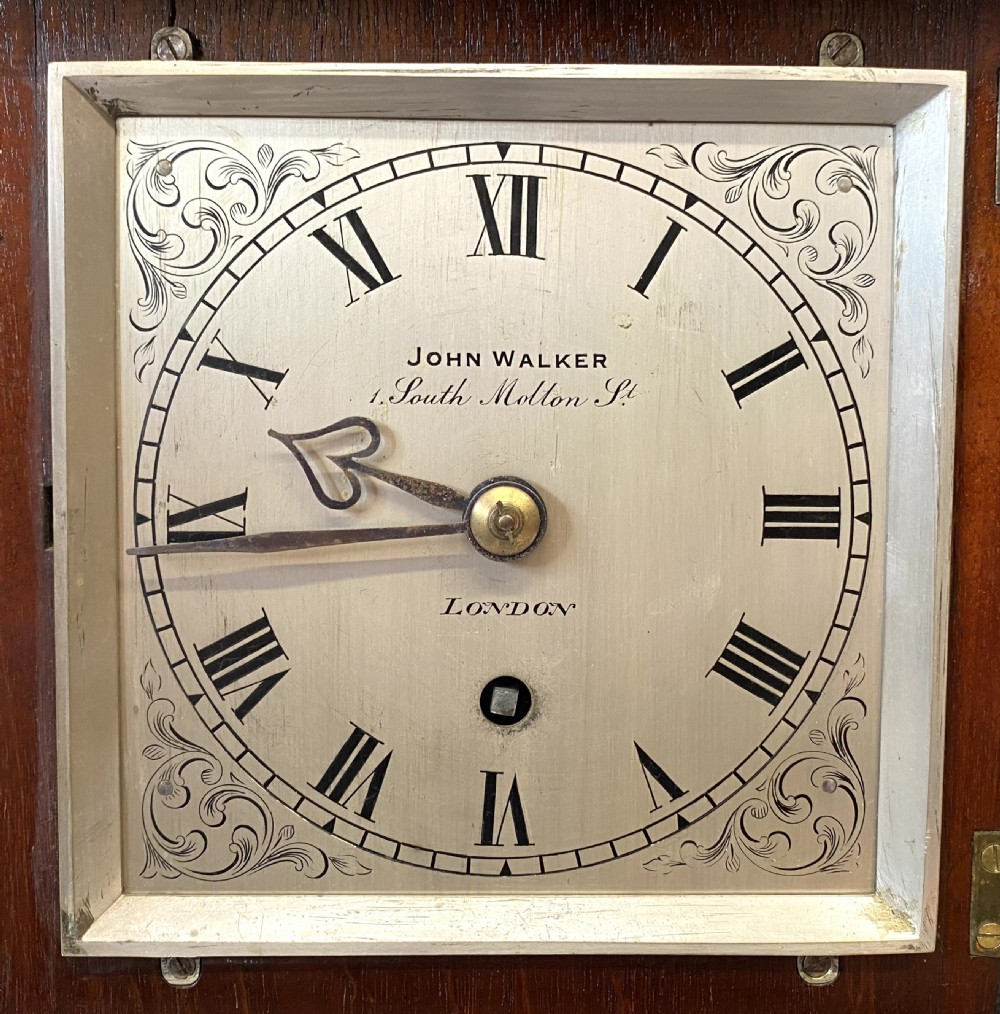 Antique Single Fusee Four Glass Library Mantel Clock By John Walker London View III
