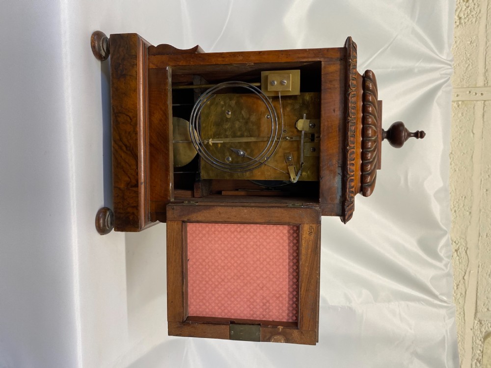 Antique Double Chain Fusee Walnut Mantel Clock With Floral Carvings View V
