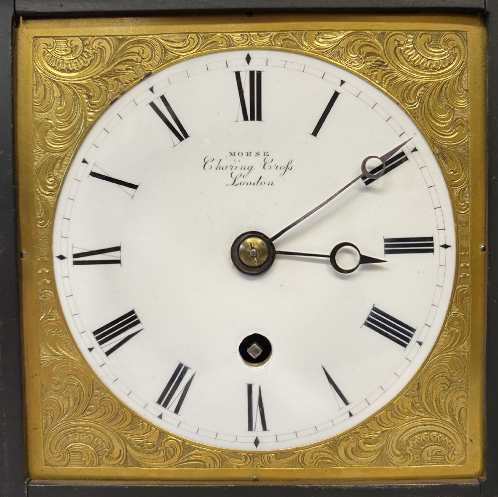 Antique Single Chain Fusee Library Clock With Gilt And Enamel Dial Morse London View III